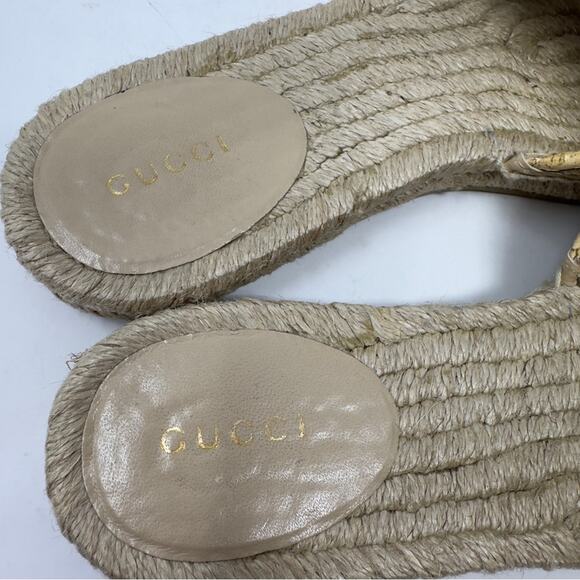 Gucci GG Marmont Raffia Espadrille Slides Size 38 - Picture 10 of 11
